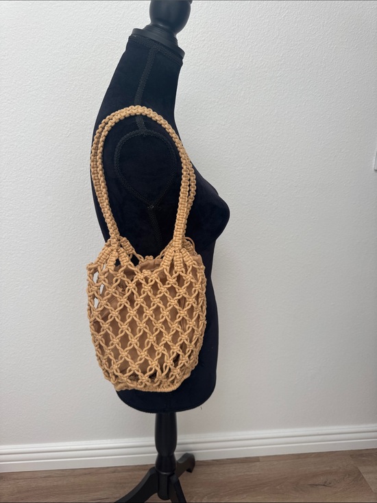 Anthropologie Handbags - Handcrafted Tan Macrame Shoulder Bag